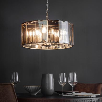 Endon 61294 - Luster na lancu CLOONEY 8xE14/40W/230V crna/dimljena