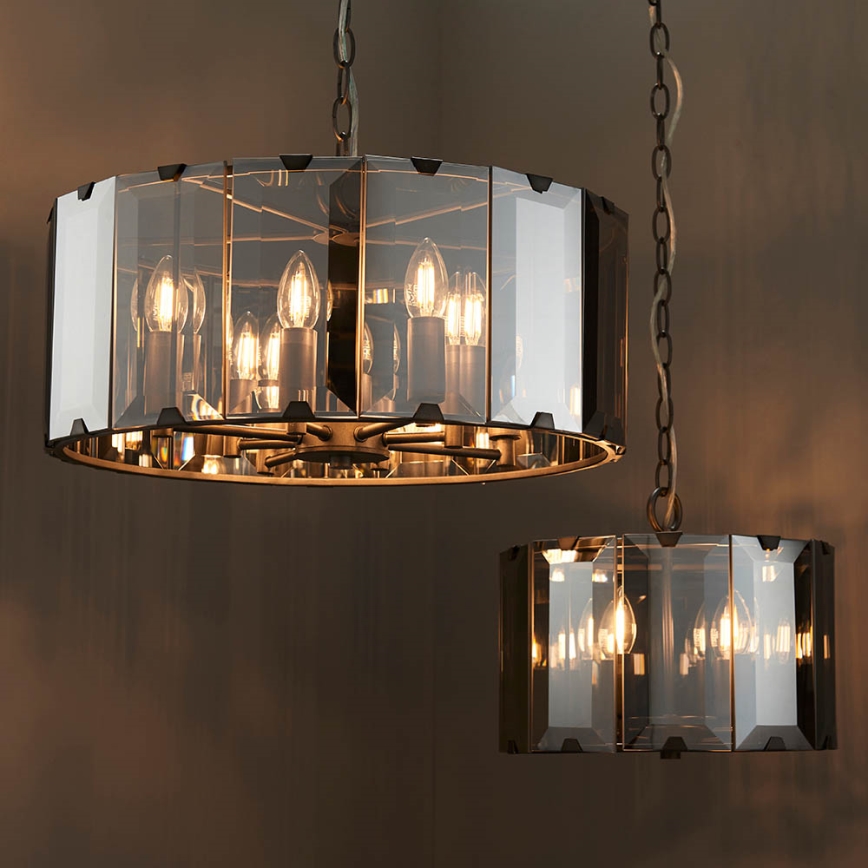 Endon 61294 - Luster na lancu CLOONEY 8xE14/40W/230V crna/dimljena