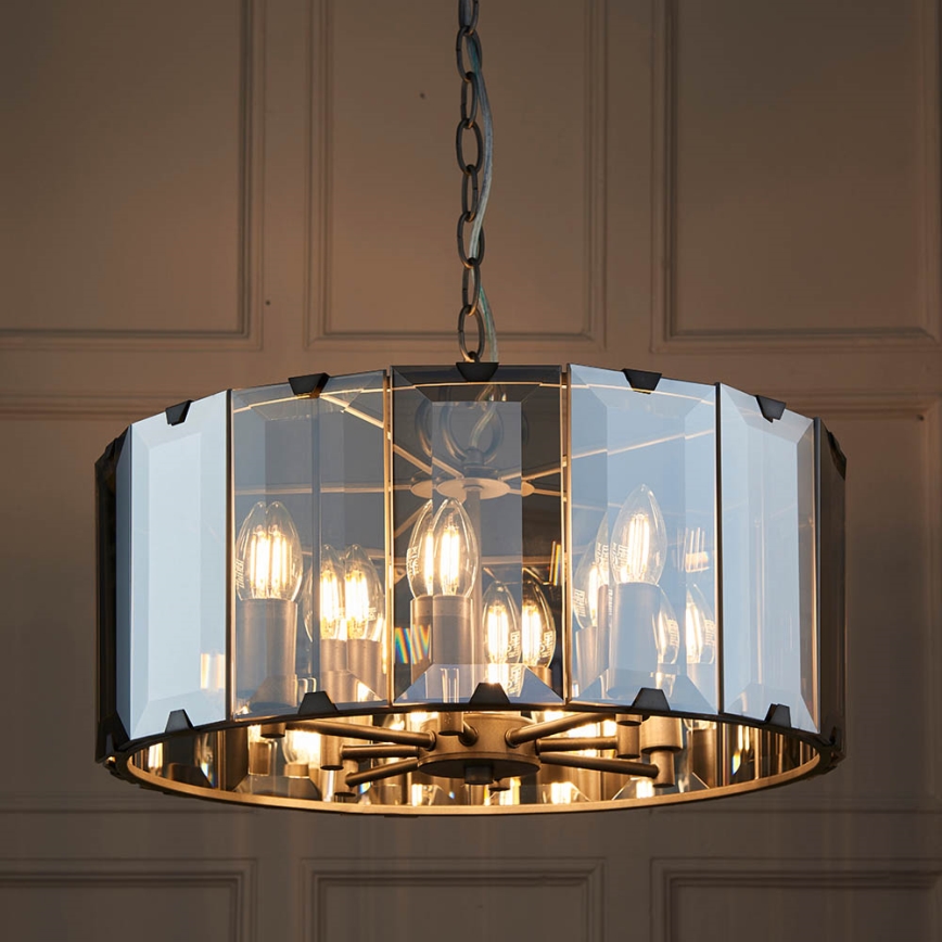 Endon 61294 - Luster na lancu CLOONEY 8xE14/40W/230V crna/dimljena