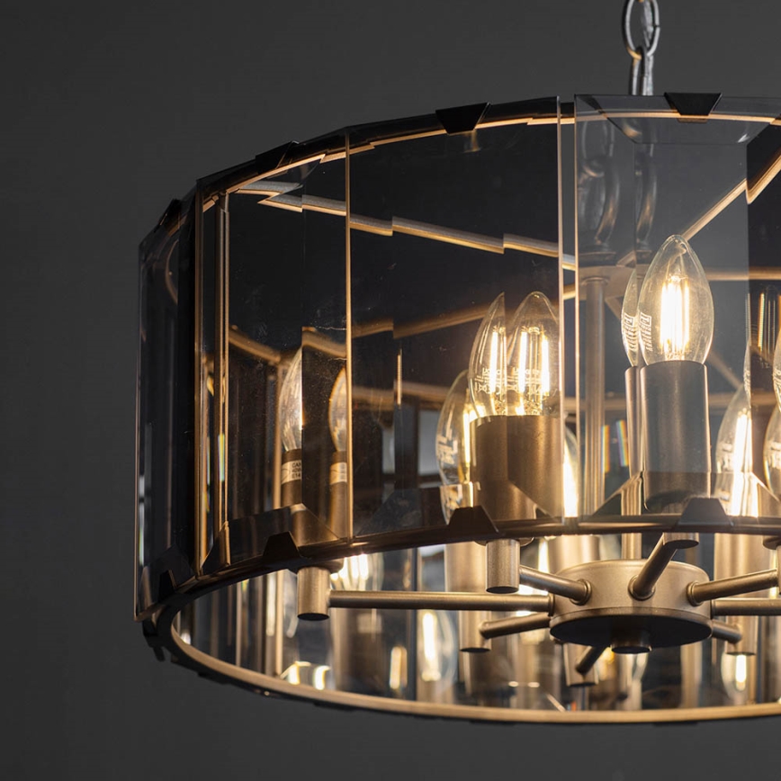 Endon 61294 - Luster na lancu CLOONEY 8xE14/40W/230V crna/dimljena