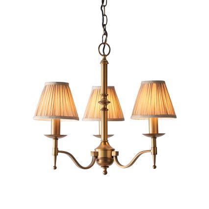 Endon 63628 - Luster na lancu STANFORD 3xE14/40W/230V mesing/bež