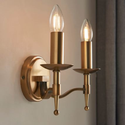 Endon 63654 - Zidna lampa STANFORD 2xE14/40W/230V mesing/bež