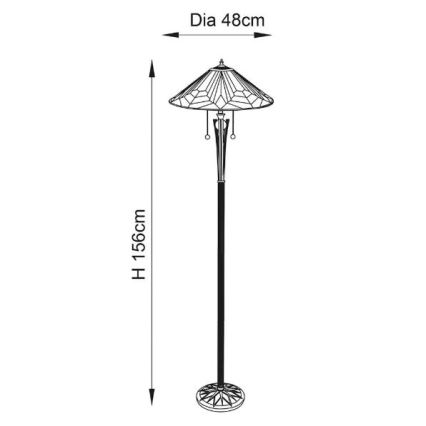 Endon 63934 - Podna lampa Tiffany ASTORIA 2xE27/60W/230V prečnika 48 cm