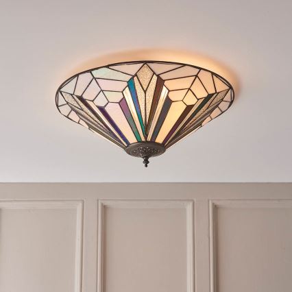 Endon 63935 - Tiffany ASTORIA stropna svetiljka, 2xE27/60W/230V, prečnika 48 cm