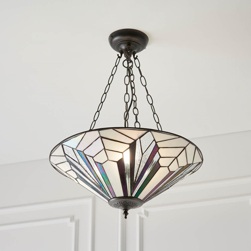 Endon 63936 - Luster na lancu Tiffany ASTORIA 3xE27/60W/230V Ø 48 cm