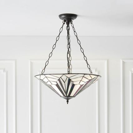 Endon 63936 - Luster na lancu Tiffany ASTORIA 3xE27/60W/230V Ø 48 cm