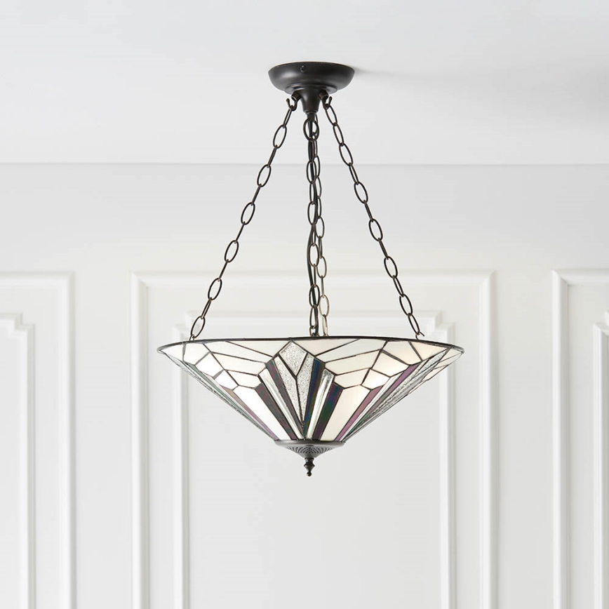 Endon 63936 - Luster na lancu Tiffany ASTORIA 3xE27/60W/230V Ø 48 cm