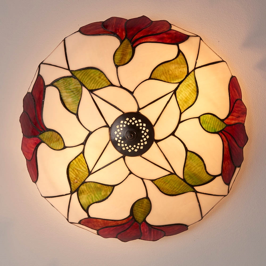 Endon 63960 - Tiffany plafonsko svetlo BOTANICA 2xE27/60W/230V, prečnik 45 cm