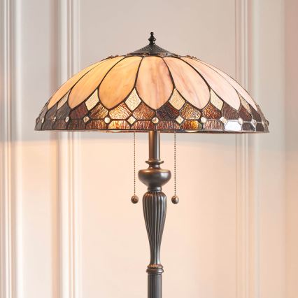 Endon 63972 - Stojeća lampa Tiffany BROOKLYN 2xE27/60W/230V, prečnik 50 cm