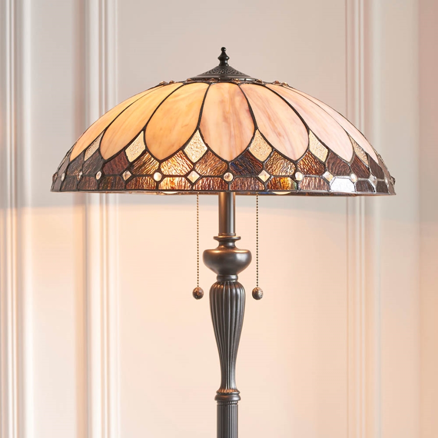 Endon 63972 - Stojeća lampa Tiffany BROOKLYN 2xE27/60W/230V, prečnik 50 cm