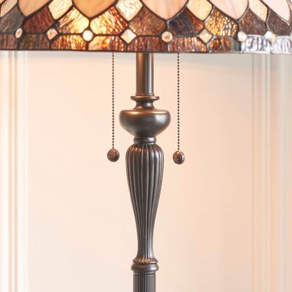 Endon 63972 - Stojeća lampa Tiffany BROOKLYN 2xE27/60W/230V, prečnik 50 cm