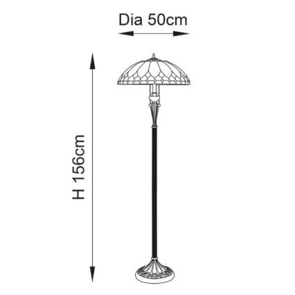 Endon 63972 - Stojeća lampa Tiffany BROOKLYN 2xE27/60W/230V, prečnik 50 cm
