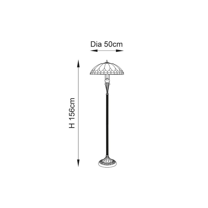 Endon 63972 - Stojeća lampa Tiffany BROOKLYN 2xE27/60W/230V, prečnik 50 cm