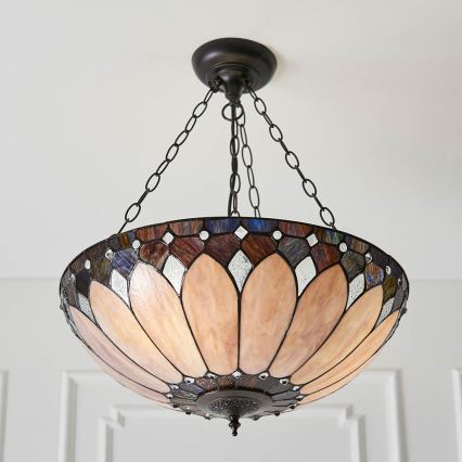 Endon 63976 - Luster na lancu Tiffany BROOKLYN 3xE27/60W/230V prečnika 50 cm