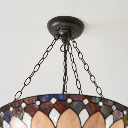 Endon 63976 - Luster na lancu Tiffany BROOKLYN 3xE27/60W/230V prečnika 50 cm