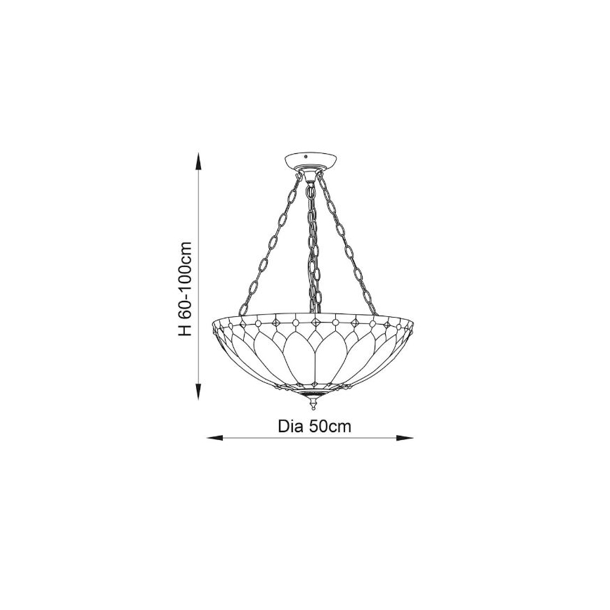 Endon 63976 - Luster na lancu Tiffany BROOKLYN 3xE27/60W/230V prečnika 50 cm