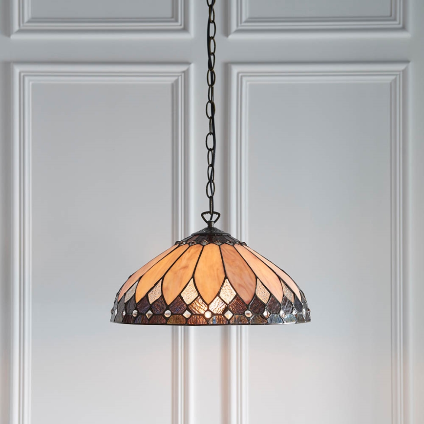 Endon 63977 - Luster na lancu Tiffany BROOKLYN 1xE27/60W/230V prečnik 40 cm