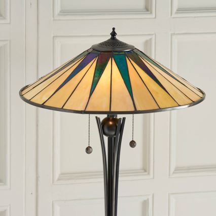 Endon 64041 - Podna lampa Tiffany DARK STAR, 2xE27/60W/230V, prečnik 49 cm
