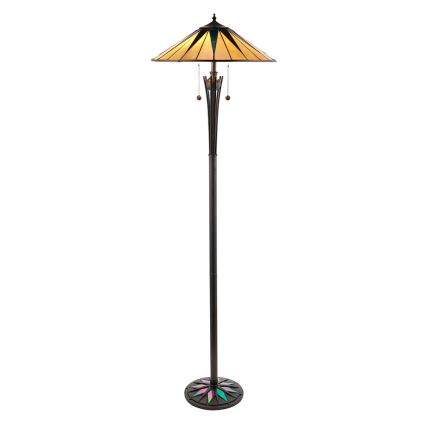 Endon 64041 - Podna lampa Tiffany DARK STAR, 2xE27/60W/230V, prečnik 49 cm