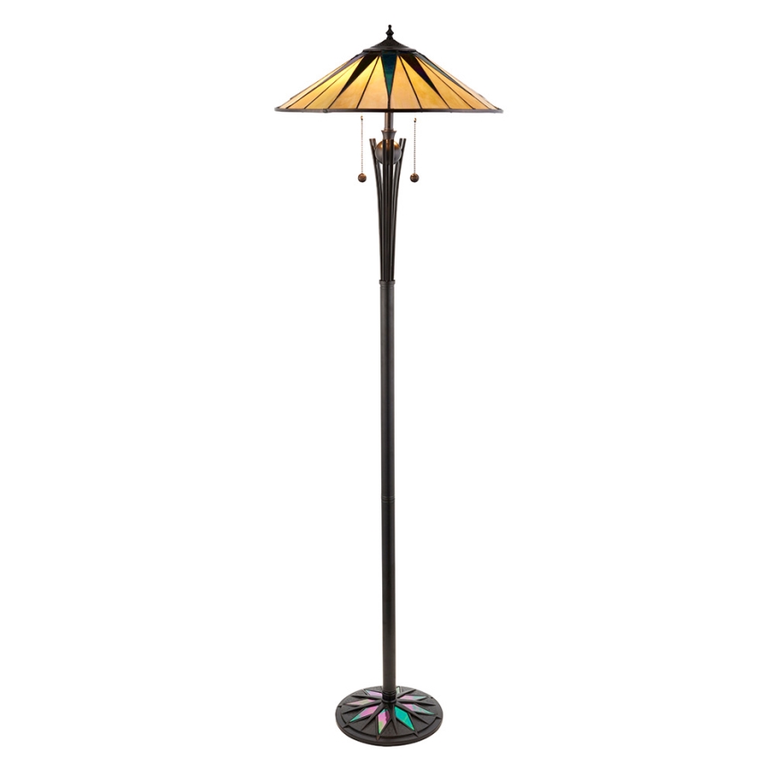 Endon 64041 - Podna lampa Tiffany DARK STAR, 2xE27/60W/230V, prečnik 49 cm