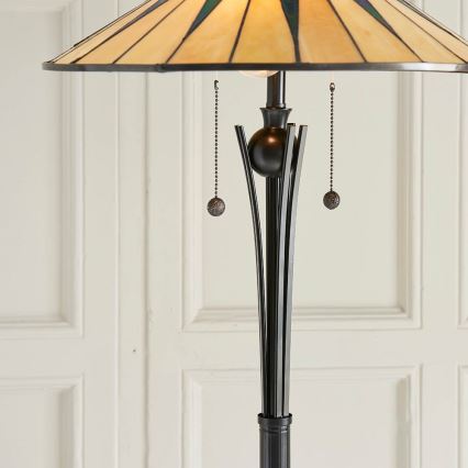 Endon 64041 - Podna lampa Tiffany DARK STAR, 2xE27/60W/230V, prečnik 49 cm