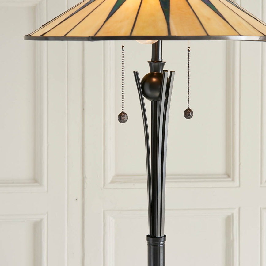 Endon 64041 - Podna lampa Tiffany DARK STAR, 2xE27/60W/230V, prečnik 49 cm