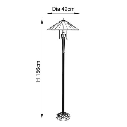 Endon 64041 - Podna lampa Tiffany DARK STAR, 2xE27/60W/230V, prečnik 49 cm