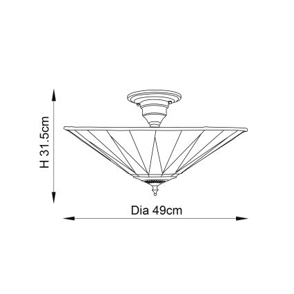 Endon 64043 - Plafonski luster Tiffany DARK STAR 3xE27/60W/230V, prečnik 49 cm