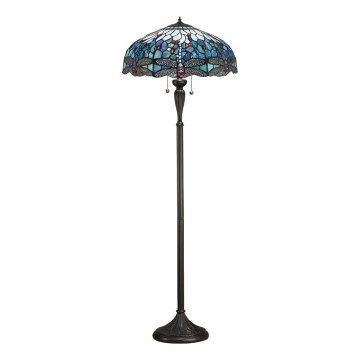 Endon 64069 - Podna lampa Tiffany DRAGONFLY 2xE27/60W/230V prečnik 50 cm