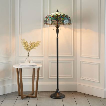 Endon 64069 - Podna lampa Tiffany DRAGONFLY 2xE27/60W/230V prečnik 50 cm