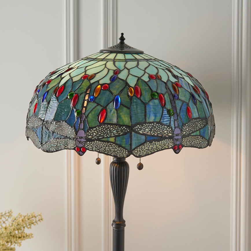 Endon 64069 - Podna lampa Tiffany DRAGONFLY 2xE27/60W/230V prečnik 50 cm