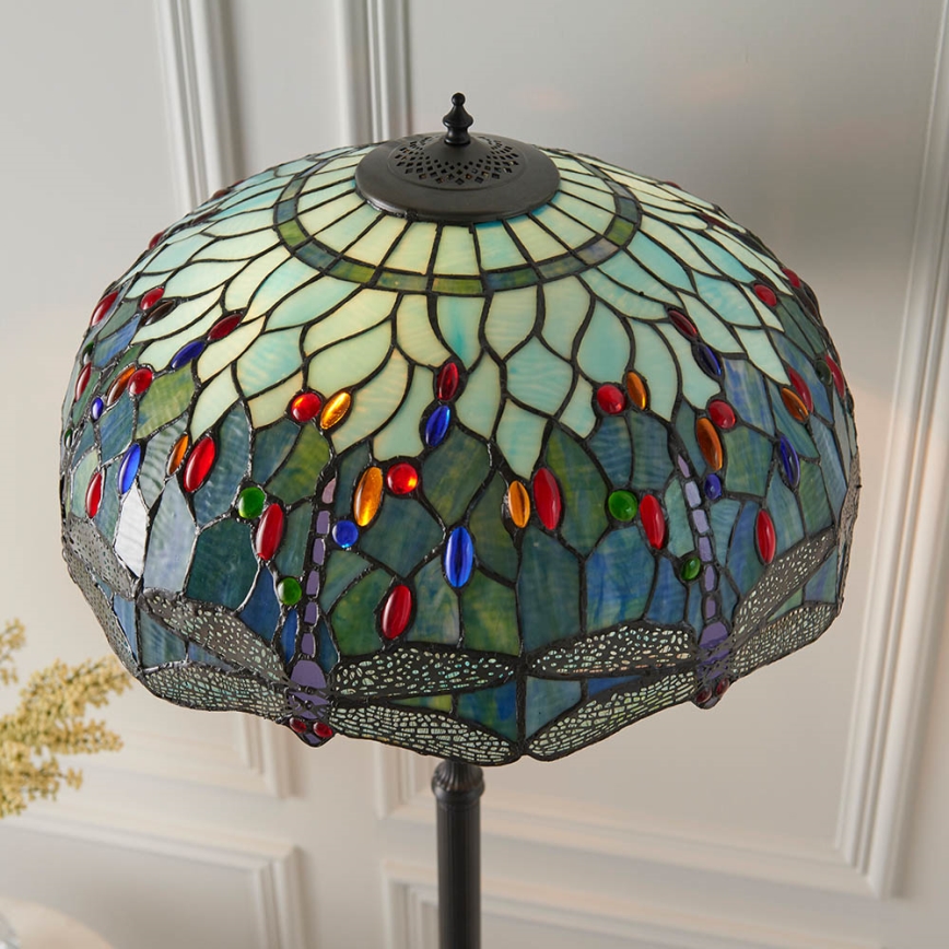 Endon 64069 - Podna lampa Tiffany DRAGONFLY 2xE27/60W/230V prečnik 50 cm