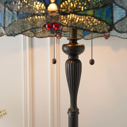 Endon 64069 - Podna lampa Tiffany DRAGONFLY 2xE27/60W/230V prečnik 50 cm