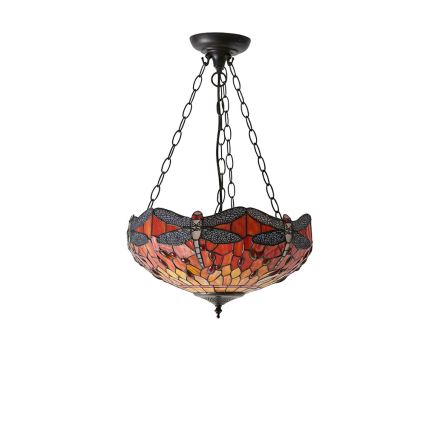 Endon 64076 - Luster na lancu Tiffany DRAGONFLY 3xE27/60W/230V, prečnik 41 cm