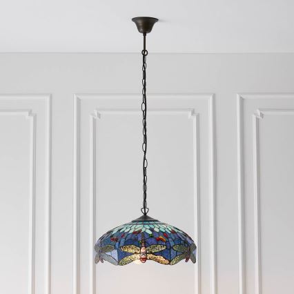 Endon 64080 - Luster na lancu Tiffany DRAGONFLY 3xE27/60W/230V prečnika 41 cm