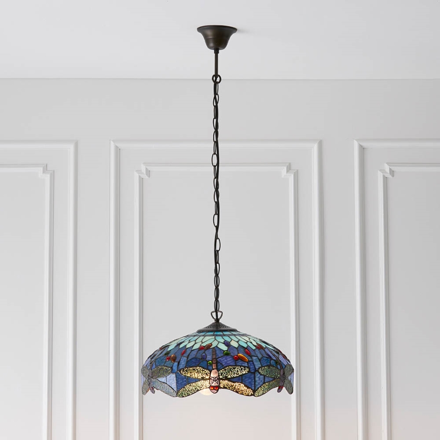 Endon 64080 - Luster na lancu Tiffany DRAGONFLY 3xE27/60W/230V prečnika 41 cm
