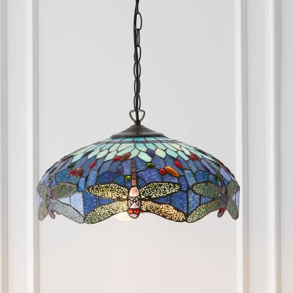 Endon 64080 - Luster na lancu Tiffany DRAGONFLY 3xE27/60W/230V prečnika 41 cm