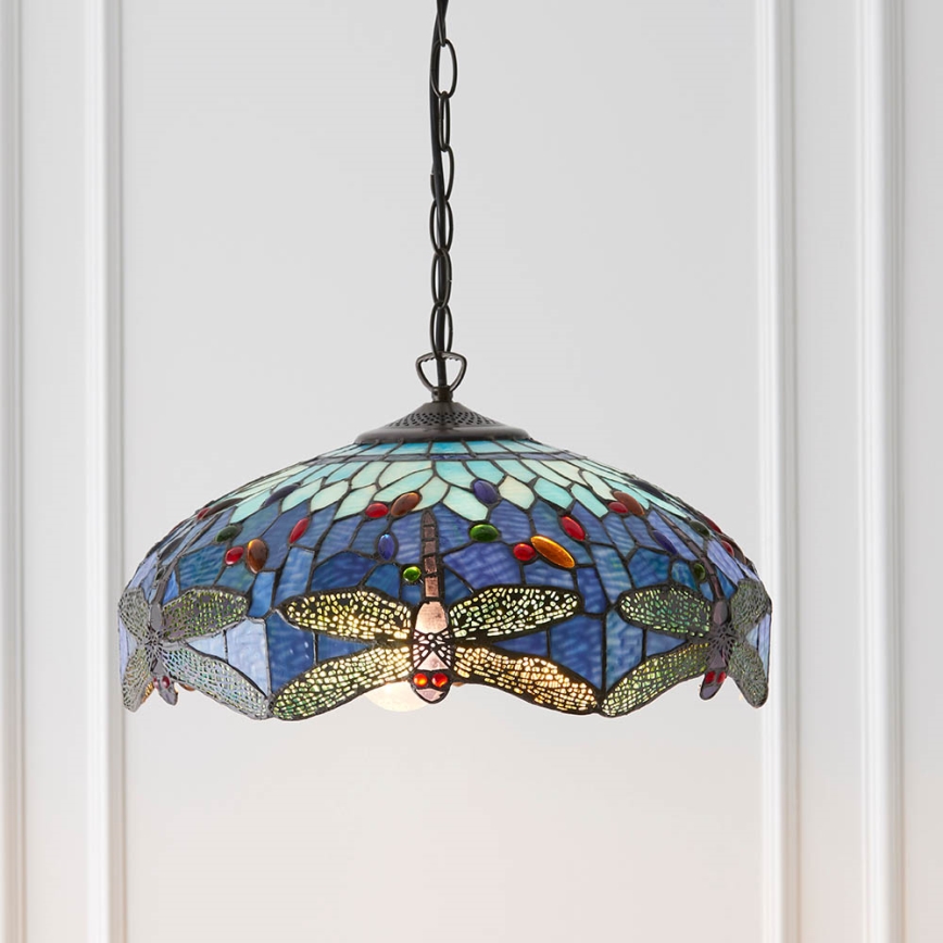 Endon 64080 - Luster na lancu Tiffany DRAGONFLY 3xE27/60W/230V prečnika 41 cm
