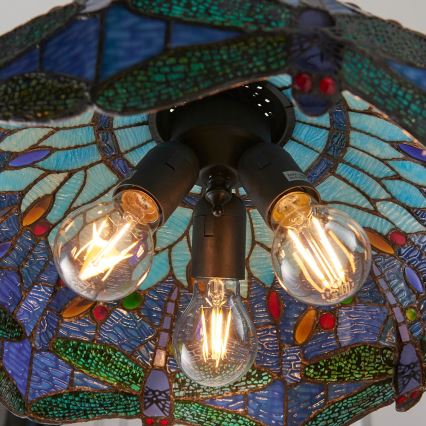 Endon 64080 - Luster na lancu Tiffany DRAGONFLY 3xE27/60W/230V prečnika 41 cm