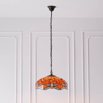 Endon 64081 - Luster na lancu Tiffany DRAGONFLY 3xE27/60W/230V, prečnik 41 cm