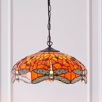 Endon 64081 - Luster na lancu Tiffany DRAGONFLY 3xE27/60W/230V, prečnik 41 cm