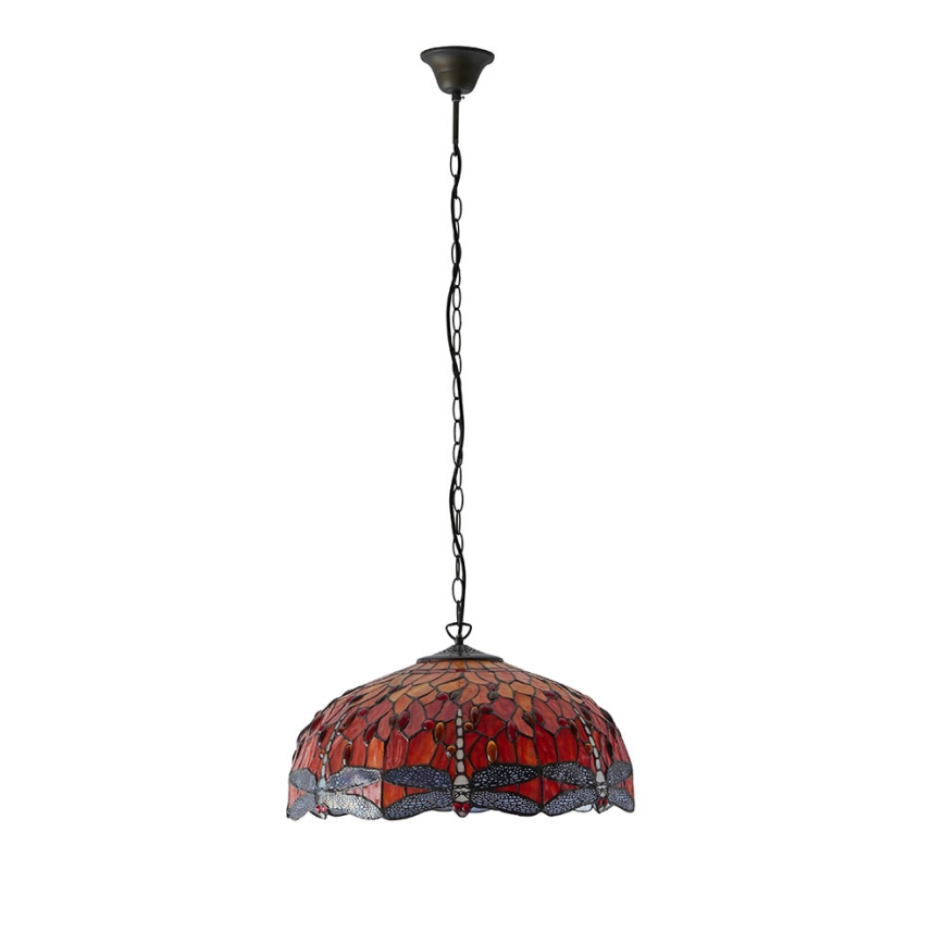 Endon 64082 - Luster na lancu Tiffany DRAGONFLY, 3xE27/60W/230V, prečnik 50 cm