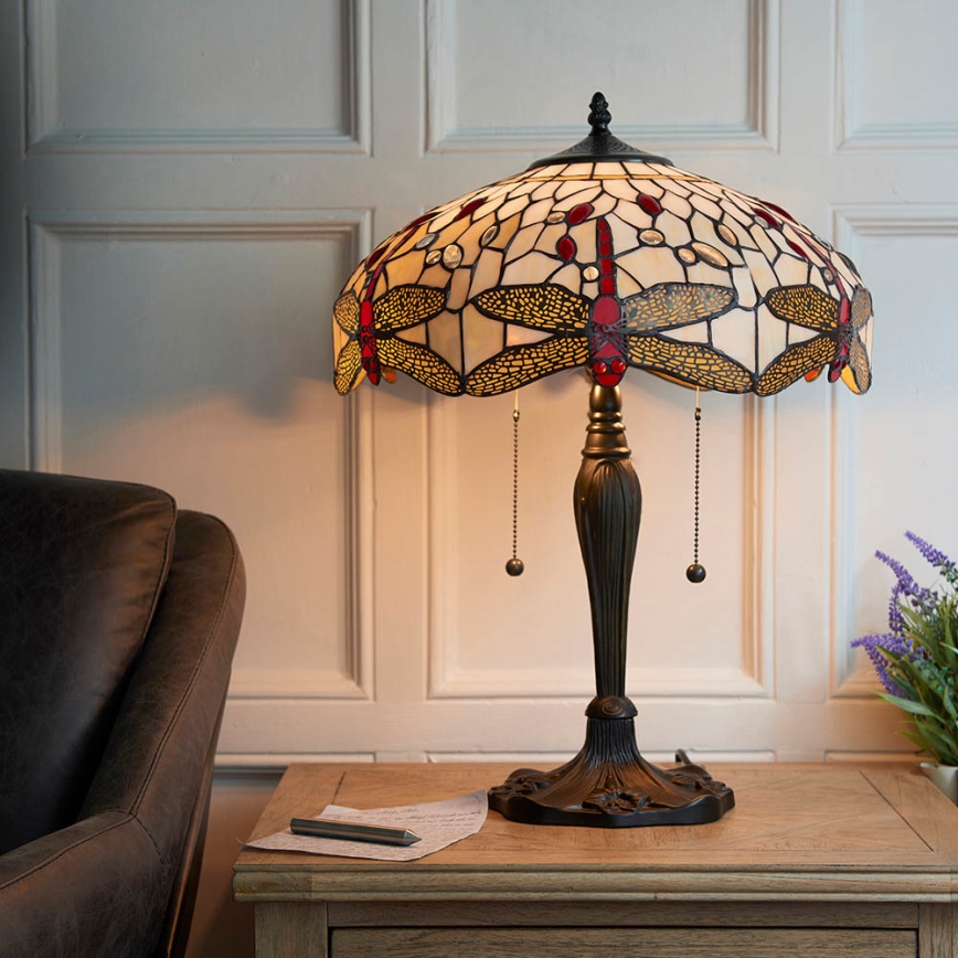 Endon 64085 - Stona lampa Tiffany DRAGONFLY 2xE27/60W/230V prečnik 41 cm