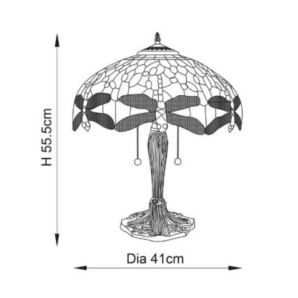 Endon 64085 - Stona lampa Tiffany DRAGONFLY 2xE27/60W/230V prečnik 41 cm