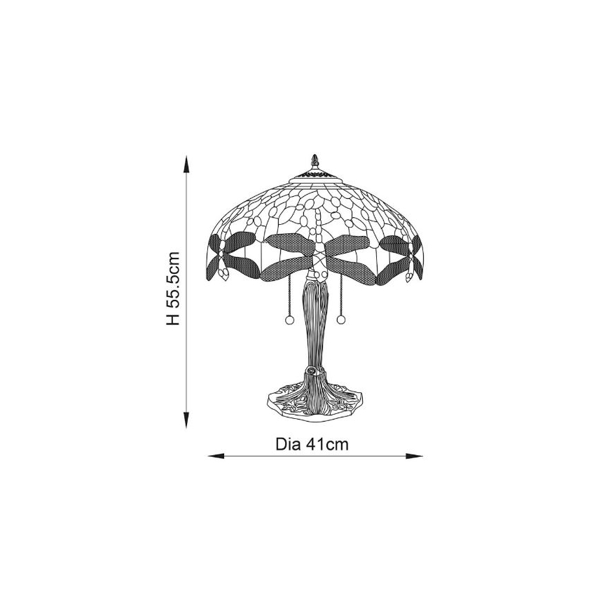Endon 64085 - Stona lampa Tiffany DRAGONFLY 2xE27/60W/230V prečnik 41 cm