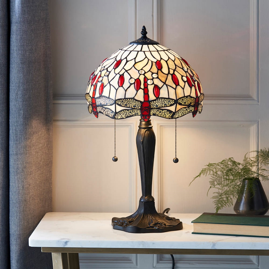 Endon 64086 - Stona lampa Tiffany DRAGONFLY 2xE27/60W/230V prečnik 30 cm