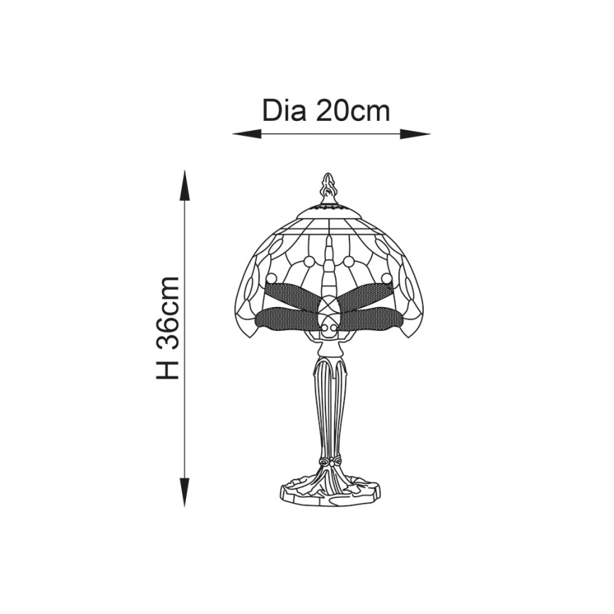 Endon 64088 - Stona lampa Tiffany DRAGONFLY 1xE14/40W/230V pr. 20 cm