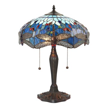 Endon 64089 - Stona lampa Tiffany DRAGONFLY 2xE27/60W/230V, prečnik 41 cm