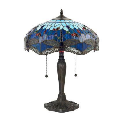 Endon 64089 - Stona lampa Tiffany DRAGONFLY 2xE27/60W/230V, prečnik 41 cm