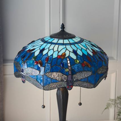 Endon 64089 - Stona lampa Tiffany DRAGONFLY 2xE27/60W/230V, prečnik 41 cm